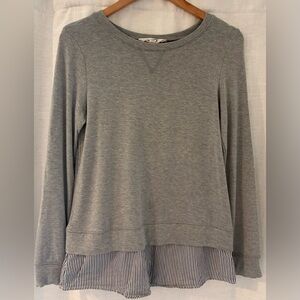 BB Dakota Heather Gray Layered Sweatshirt/Dress Shirt